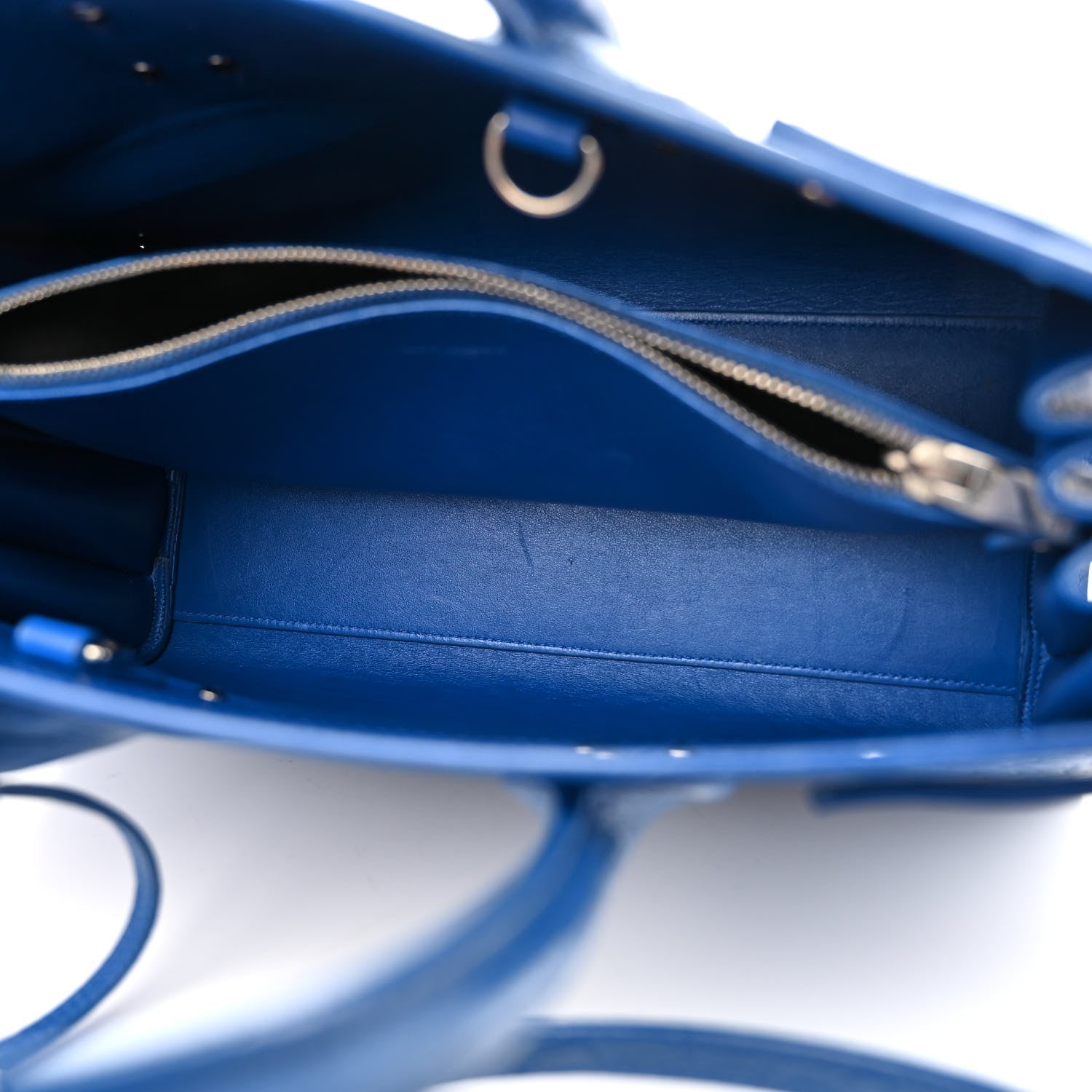 Saint Laurent Calfskin Crocodile Embossed Small Sac de Jour Royal Blue 6 of 17