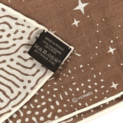 Hermes Silk Cashmere Clair De Lune Shawl 140 Camel White 3 of 3