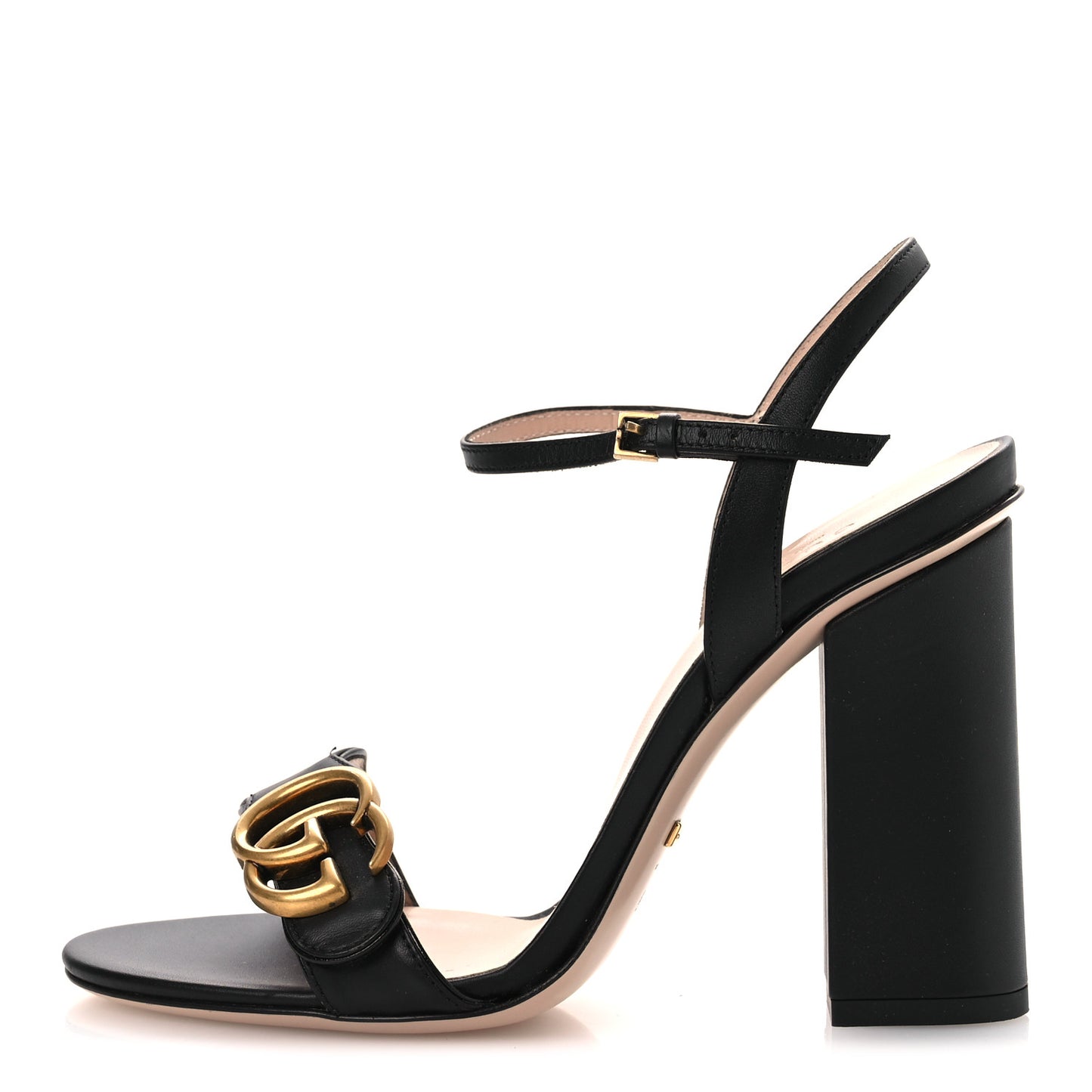 Lifford Calfskin GG Marmont Ankle Wrap 105mm Sandals 36.5 Black