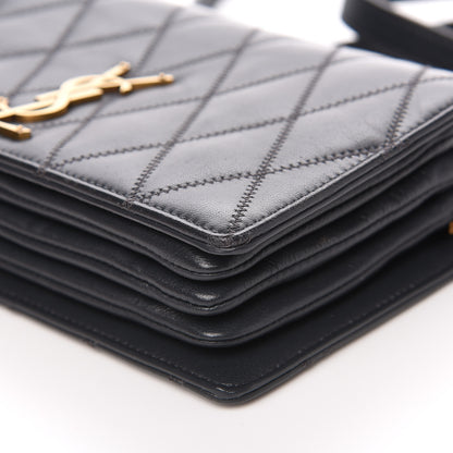 Saint Laurent Lambskin Diamond Quilted Monogram Angie Chain Bag Dark Smog 8 of 11
