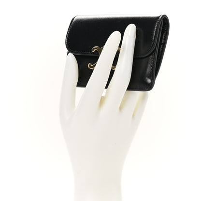 Celine Shiny Calfskin Triomphe Flap Card Holder Black 2 of 7