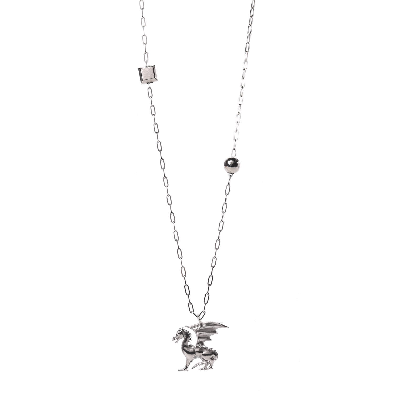 Hermes Palladium Talismans Dragon Aile Pendant Necklace 1 of 5