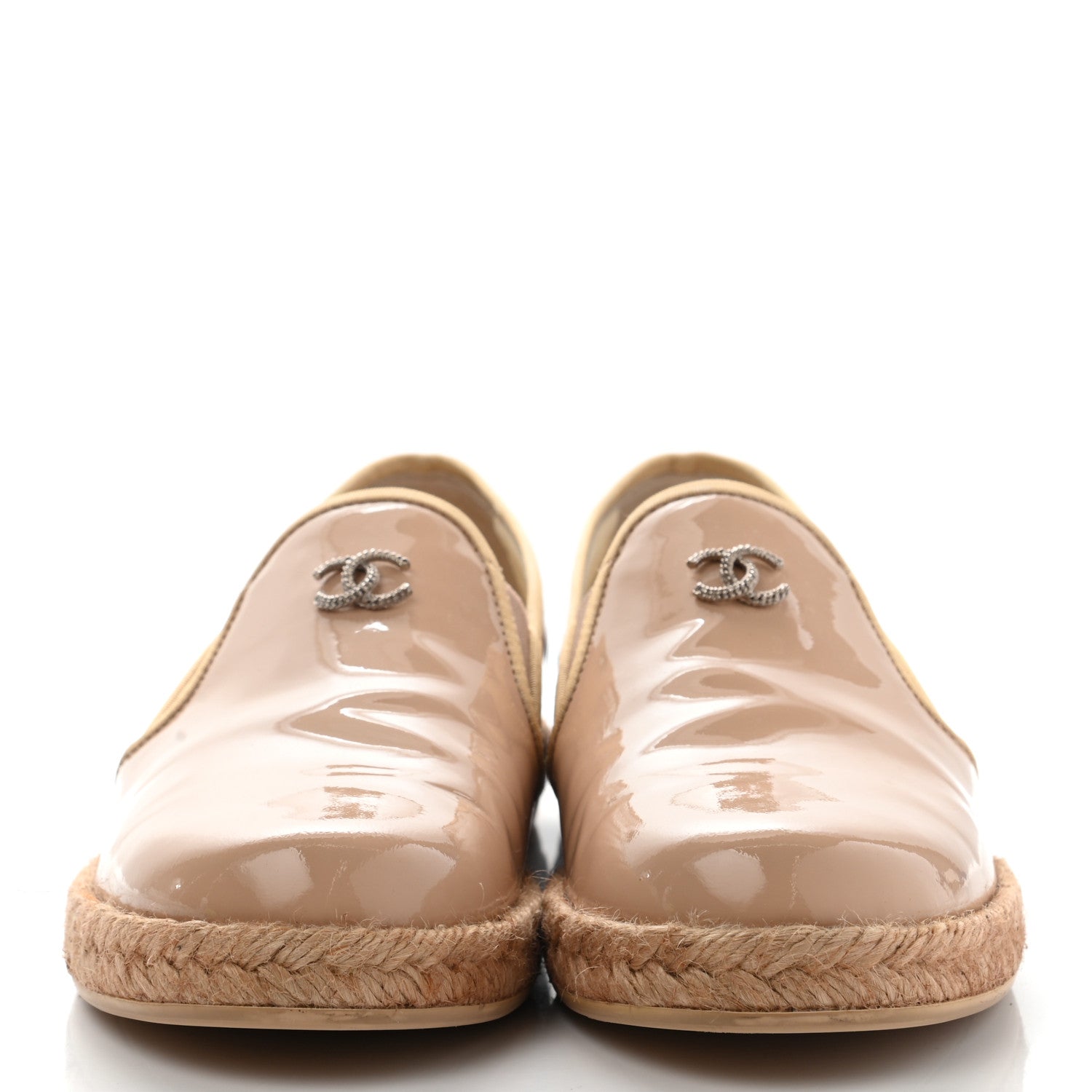Chanel Patent CC Loafers Espadrille 35 Beige 2 of 14