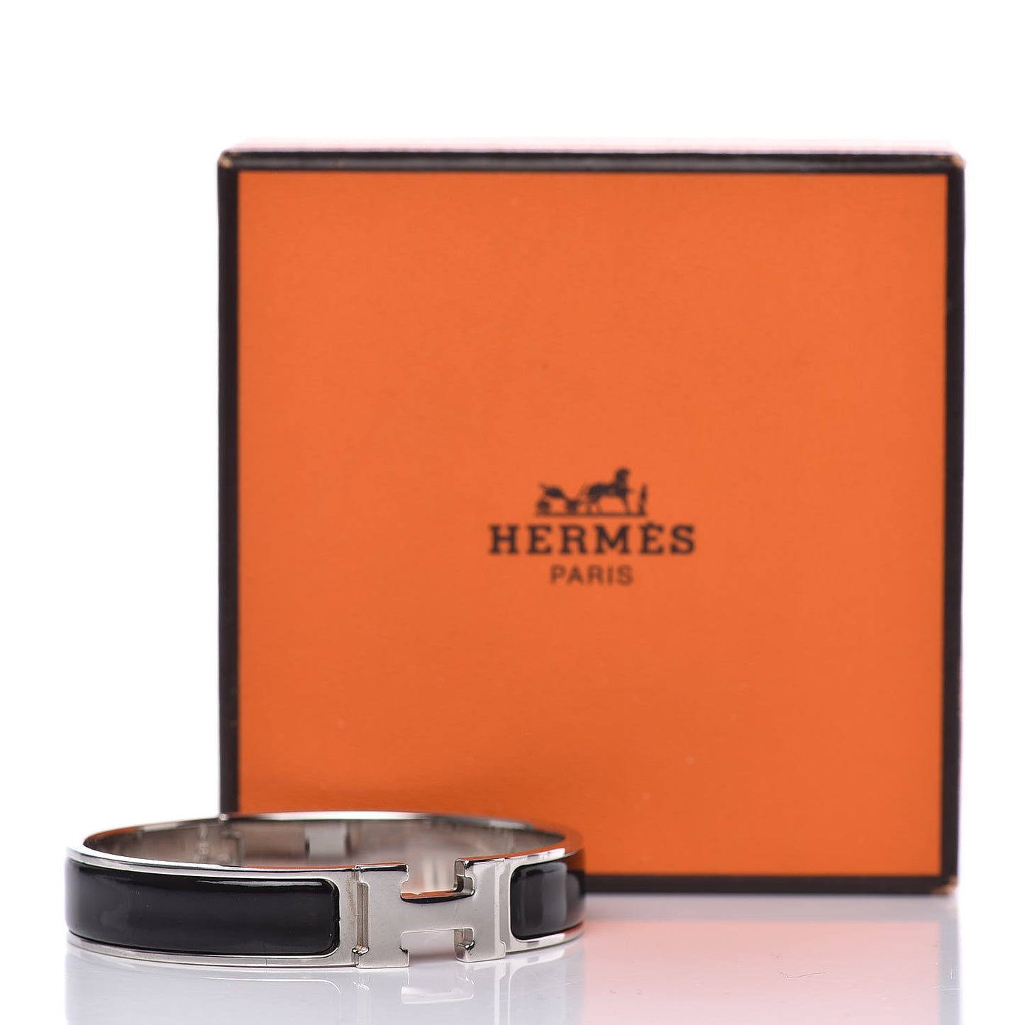 Enamel Narrow Clic Clac H Bracelet GM Black