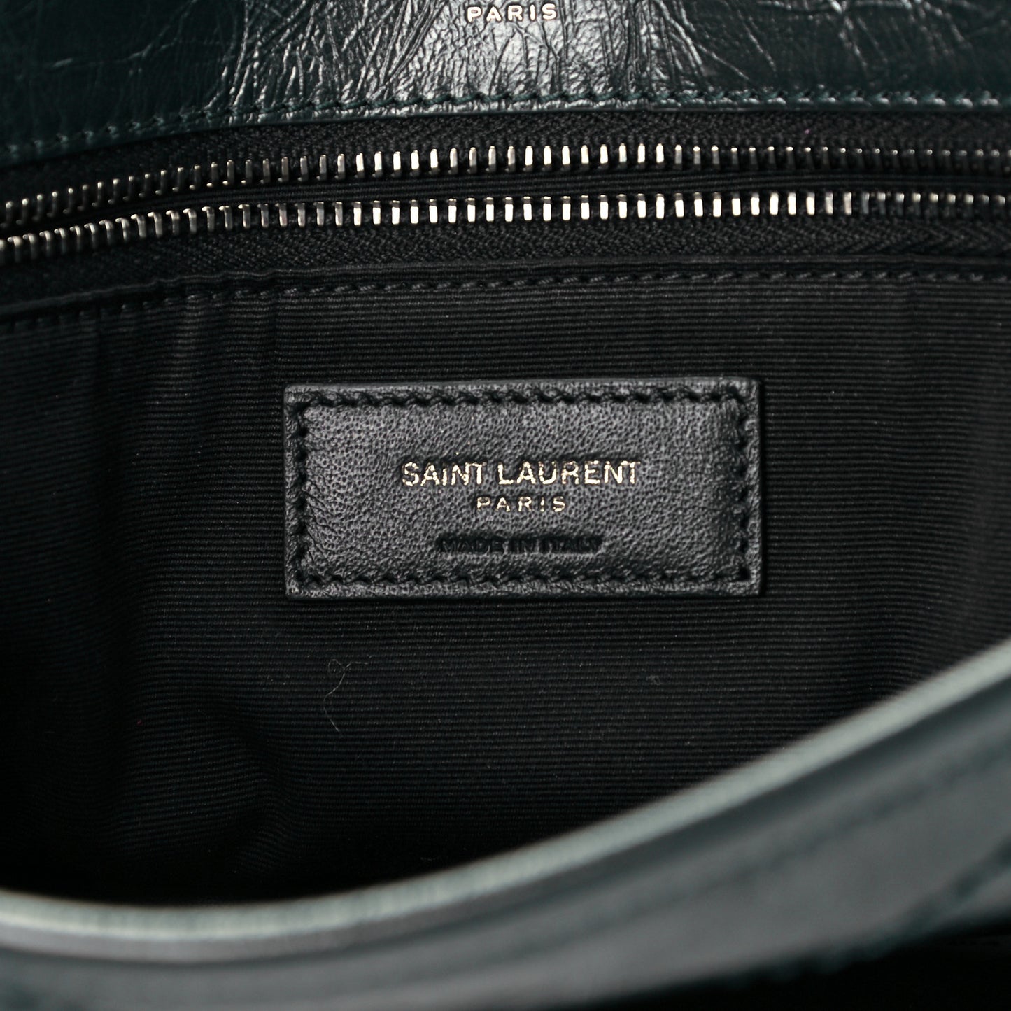 Crinkled Calfskin Matelasse Monogram Medium Niki Chain Satchel Dark Green