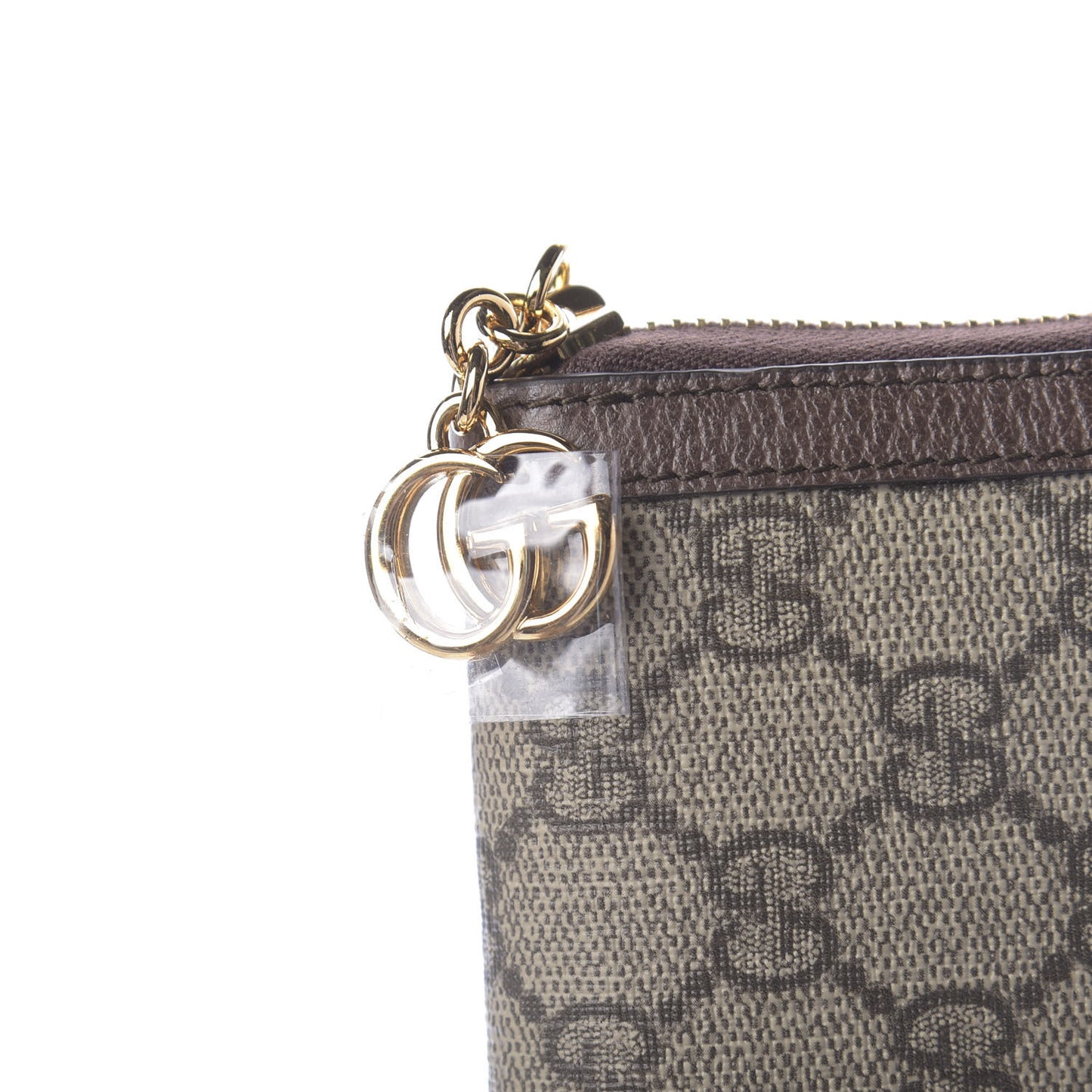 GG Supreme Monogram Web Ophidia Zip Around Wallet Brown