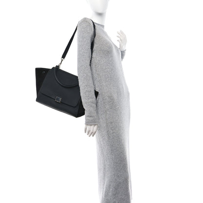 Celine Drummed Calfskin Suede Medium Trapeze Black 2 of 9