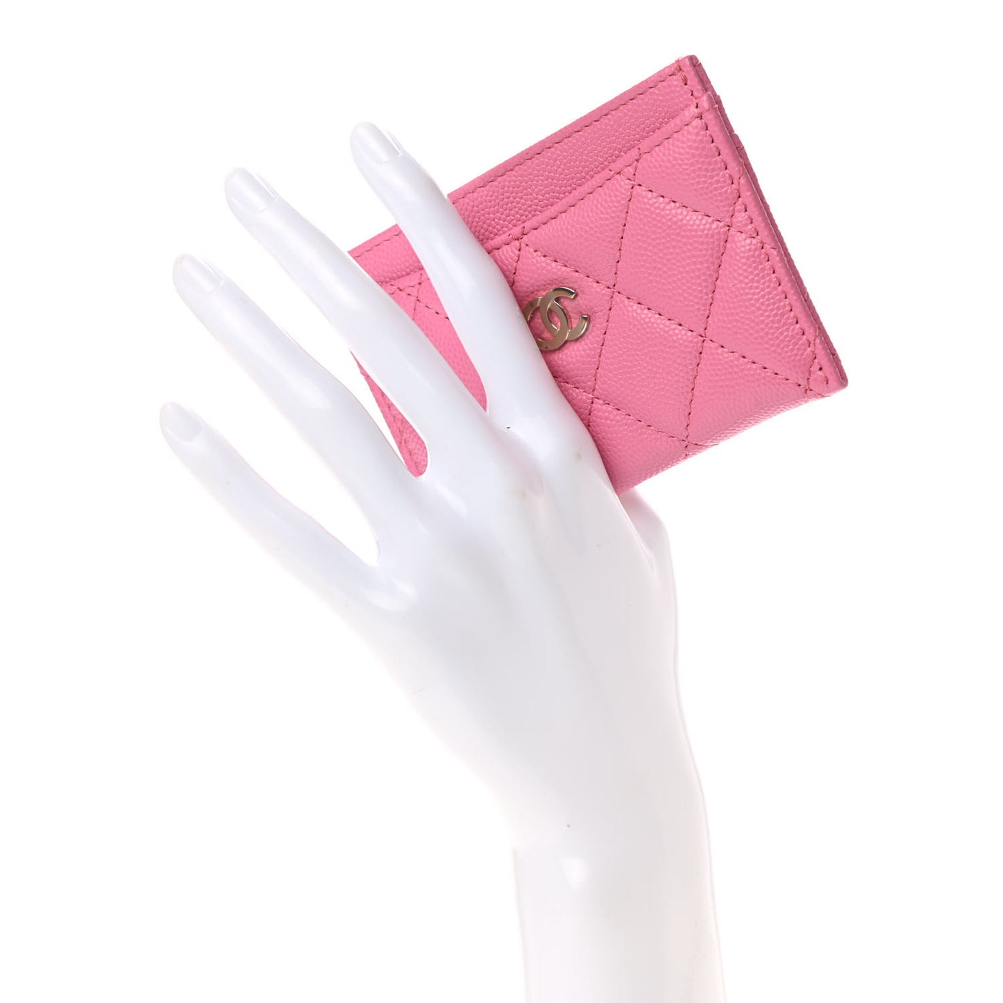 Caviar Quilted Card Holder Pink
