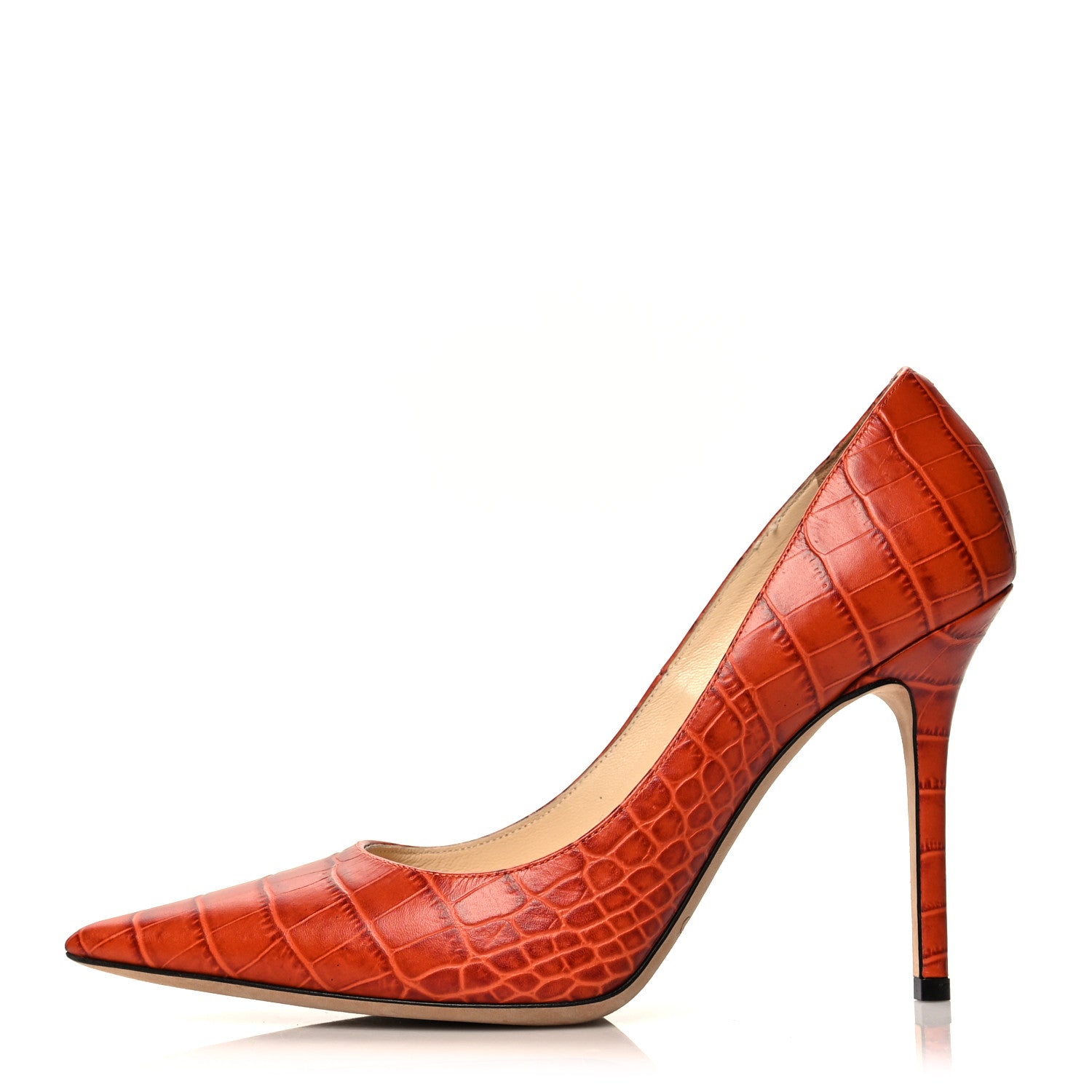 Jimmy Choo Crocodile Embossed Calfskin Love 100 Pump 38.5 Cuoio 1 of 10