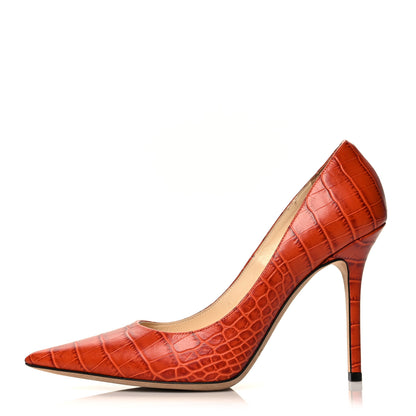 Jimmy Choo Crocodile Embossed Calfskin Love 100 Pump 38.5 Cuoio 1 of 10