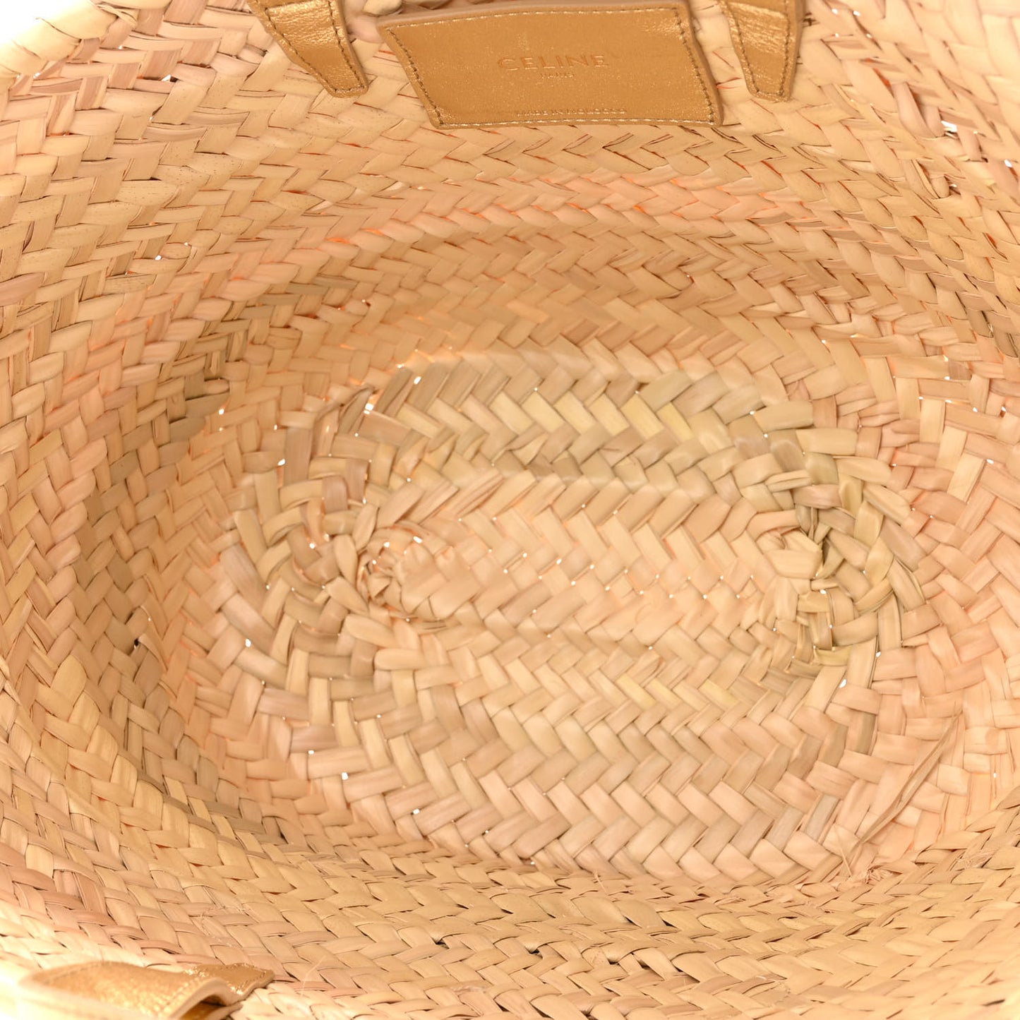 Raffia Calfskin Triomphe Teen Panier Gold