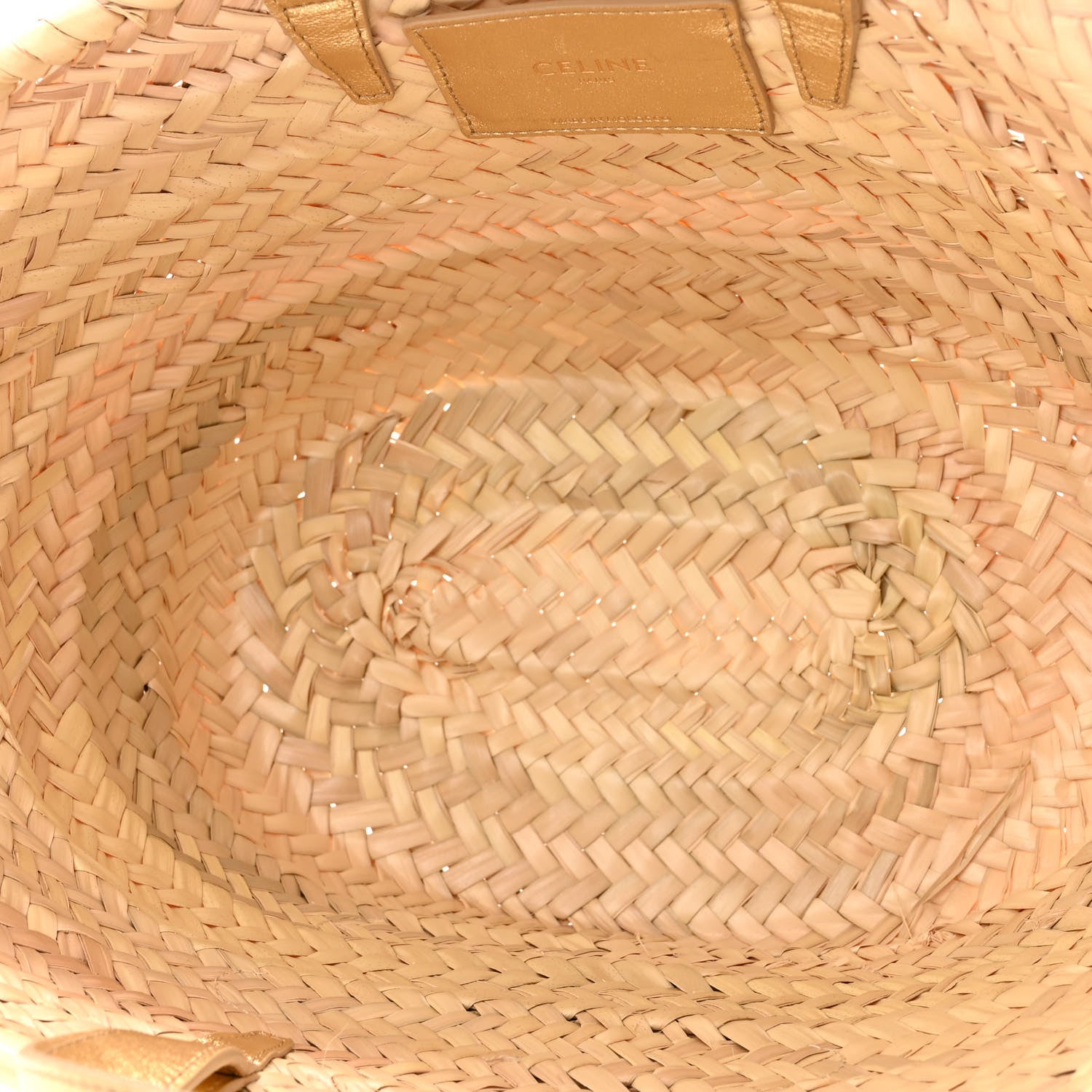 Celine Raffia Calfskin Triomphe Teen Panier Gold 5 of 9