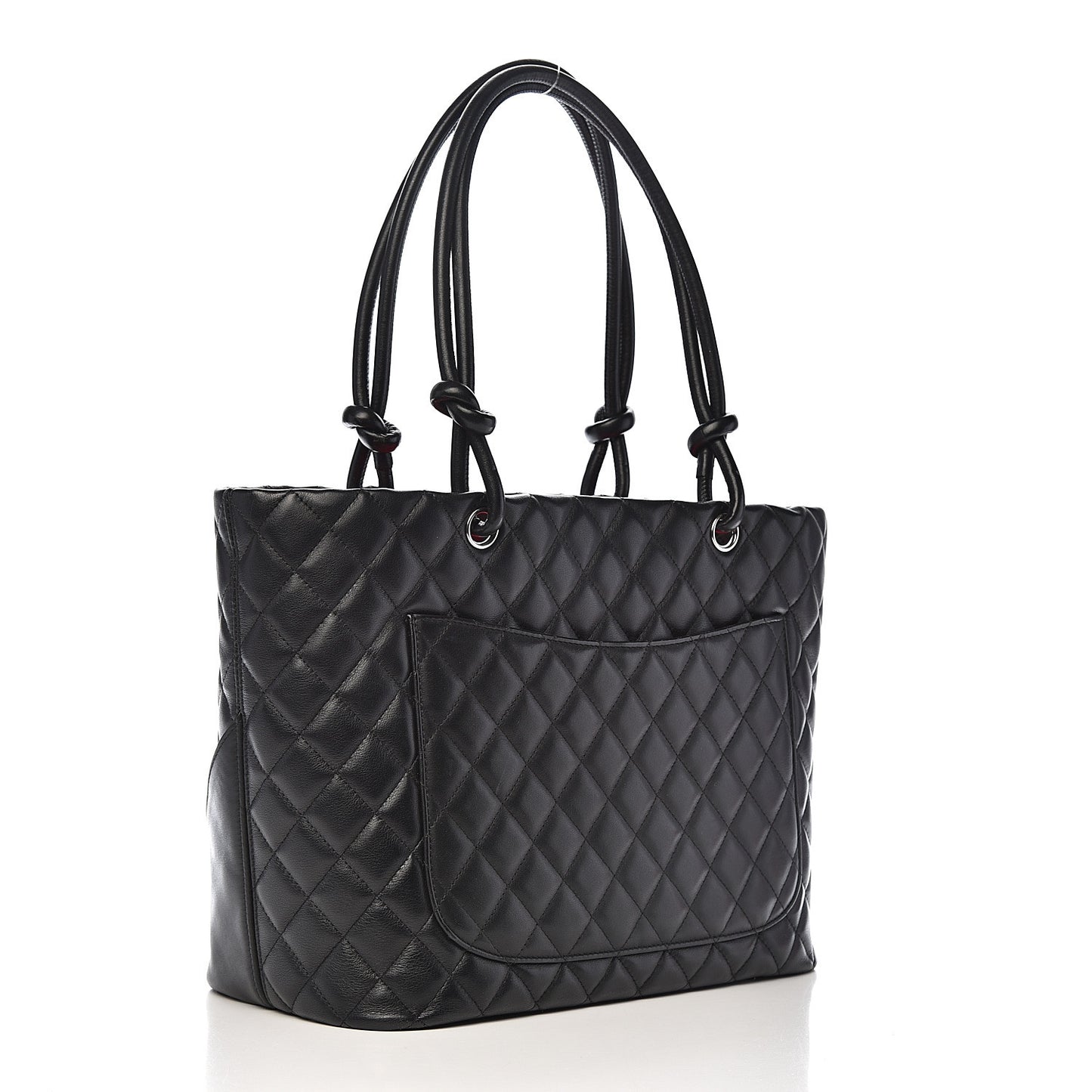 Calfskin Quilted Large Cambon Tote Black