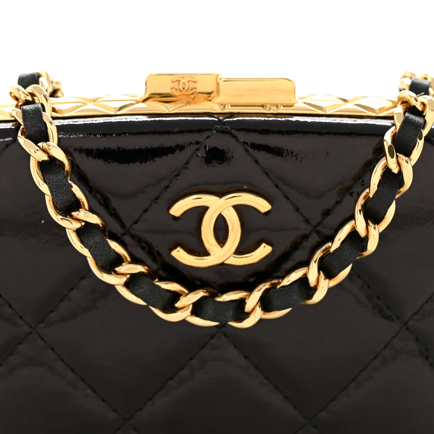 Chanel Glazed Goatskin Quilted Small Box With Chain Black 8 of 10