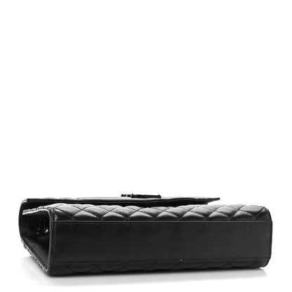 Saint Laurent Grain De Poudre Textured Mixed Matelasse Triquilt Medium Monogram Monochrome Satchel Black 4 of 10