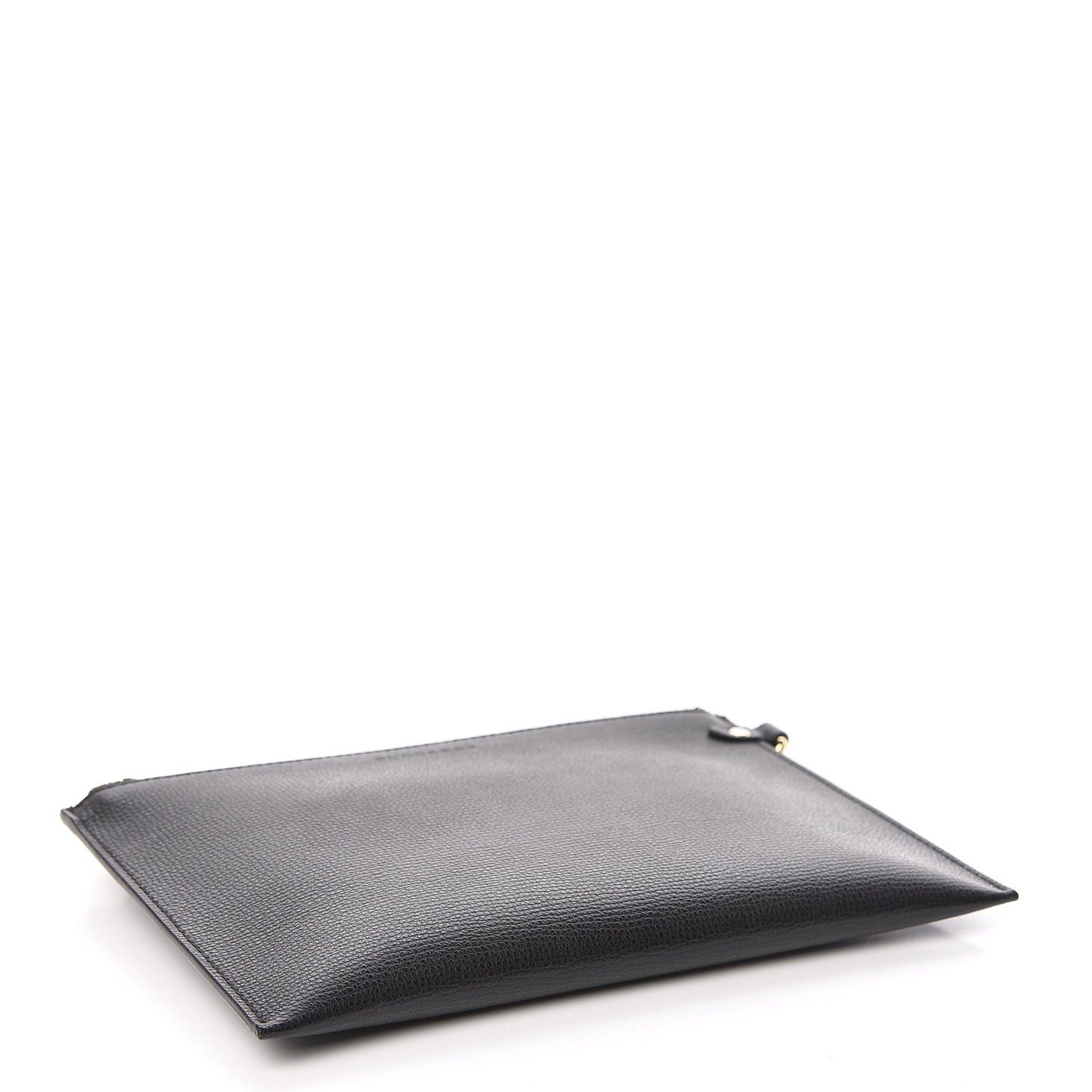 Grainy Calfskin Haymarket Check Zip Pouch Black
