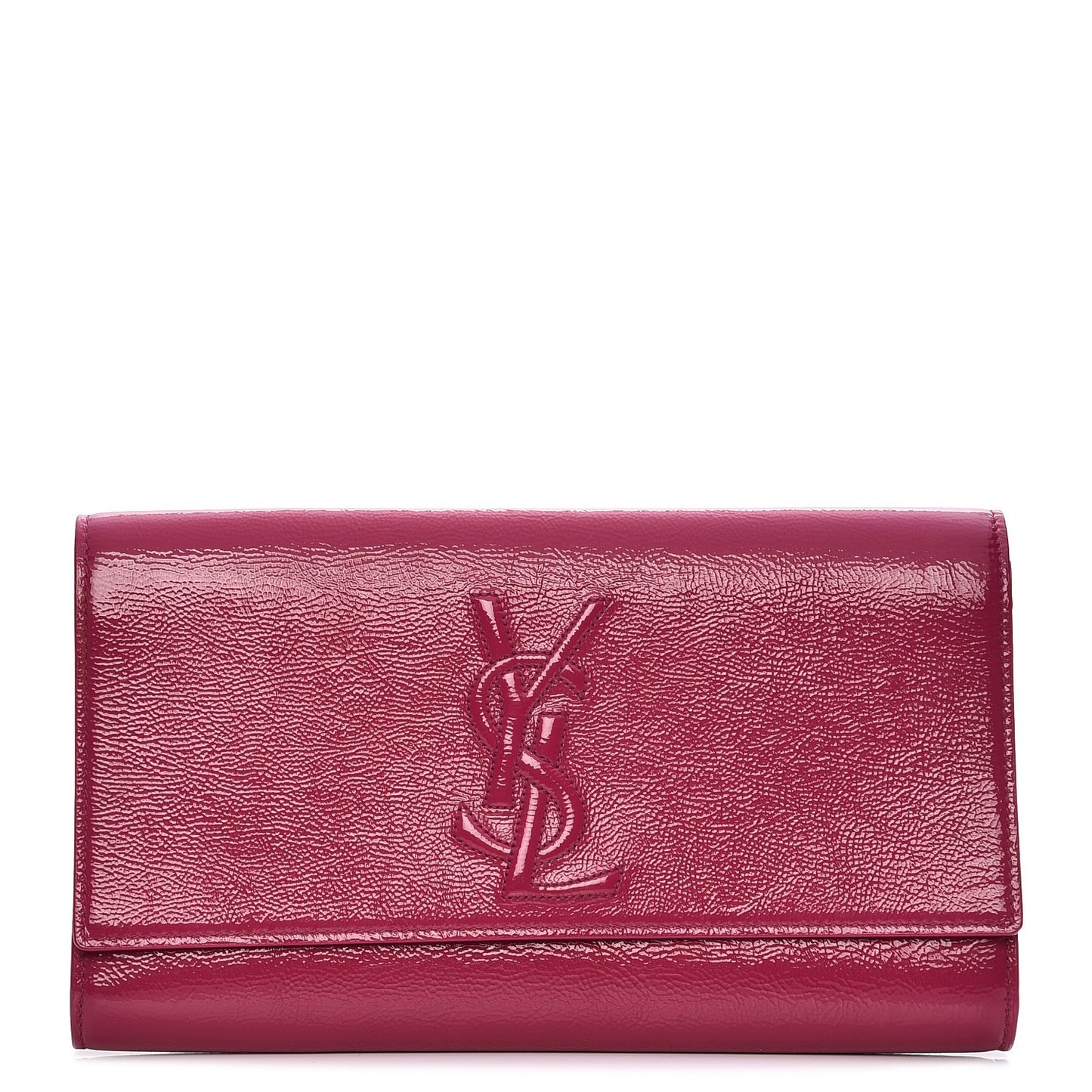 Textured Patent Monogram Large Belle De Jour Clutch Fuchsia