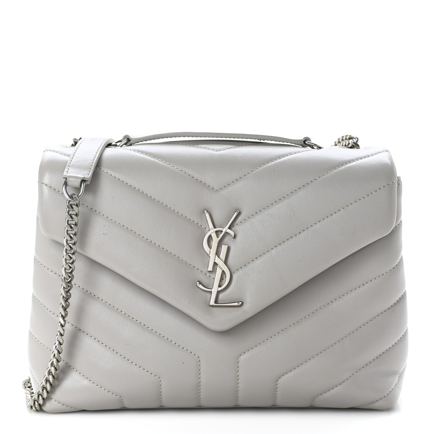 Calfskin Y Quilted Monogram Small Loulou Chain Satchel Granite