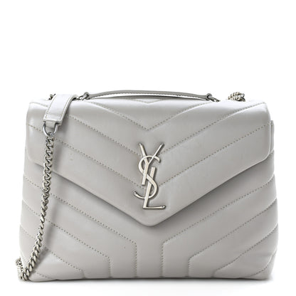 Saint Laurent Calfskin Y Quilted Monogram Small Loulou Chain Satchel Granite 1 of 7