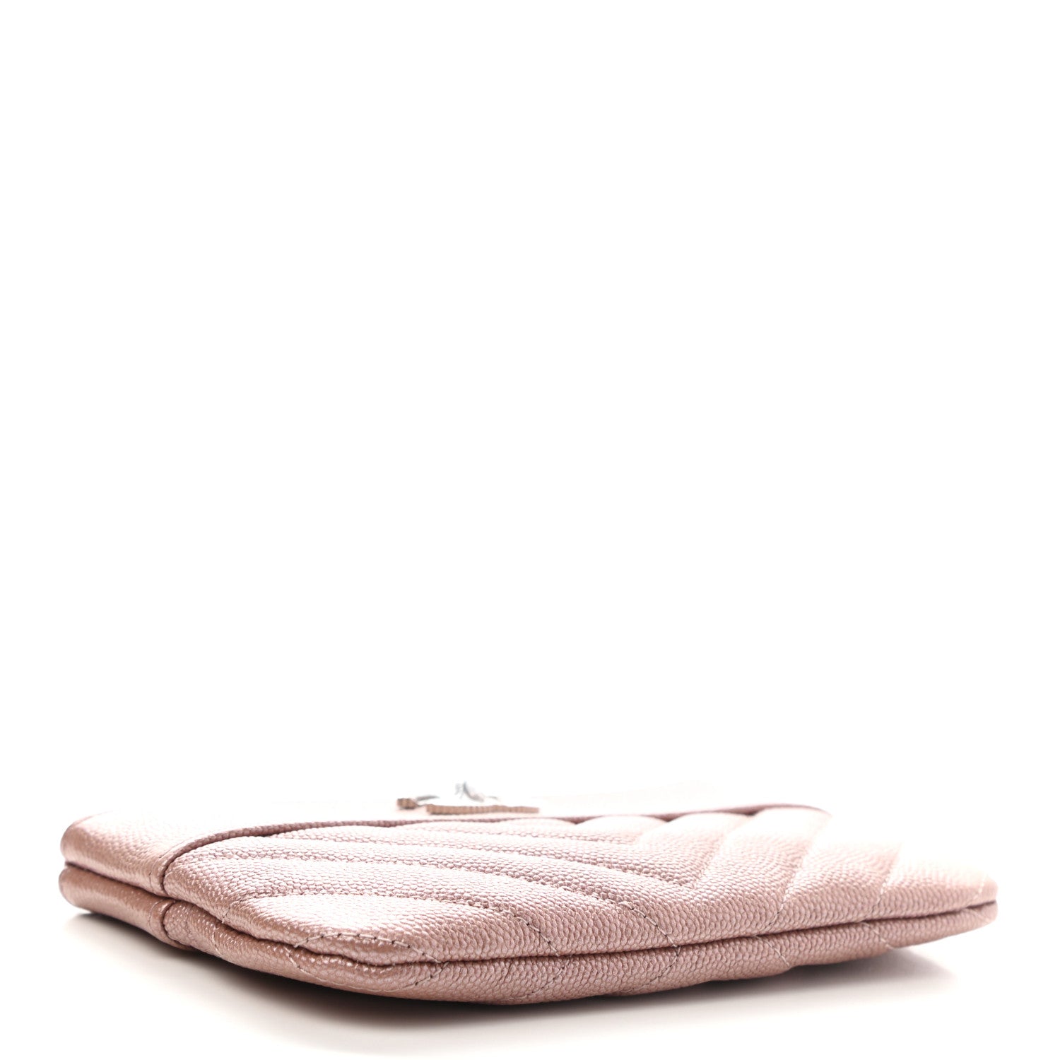 Chanel Metallic Caviar Chevron Quilted Small Vintage Mademoiselle Cosmetic Case Pink 4 of 7