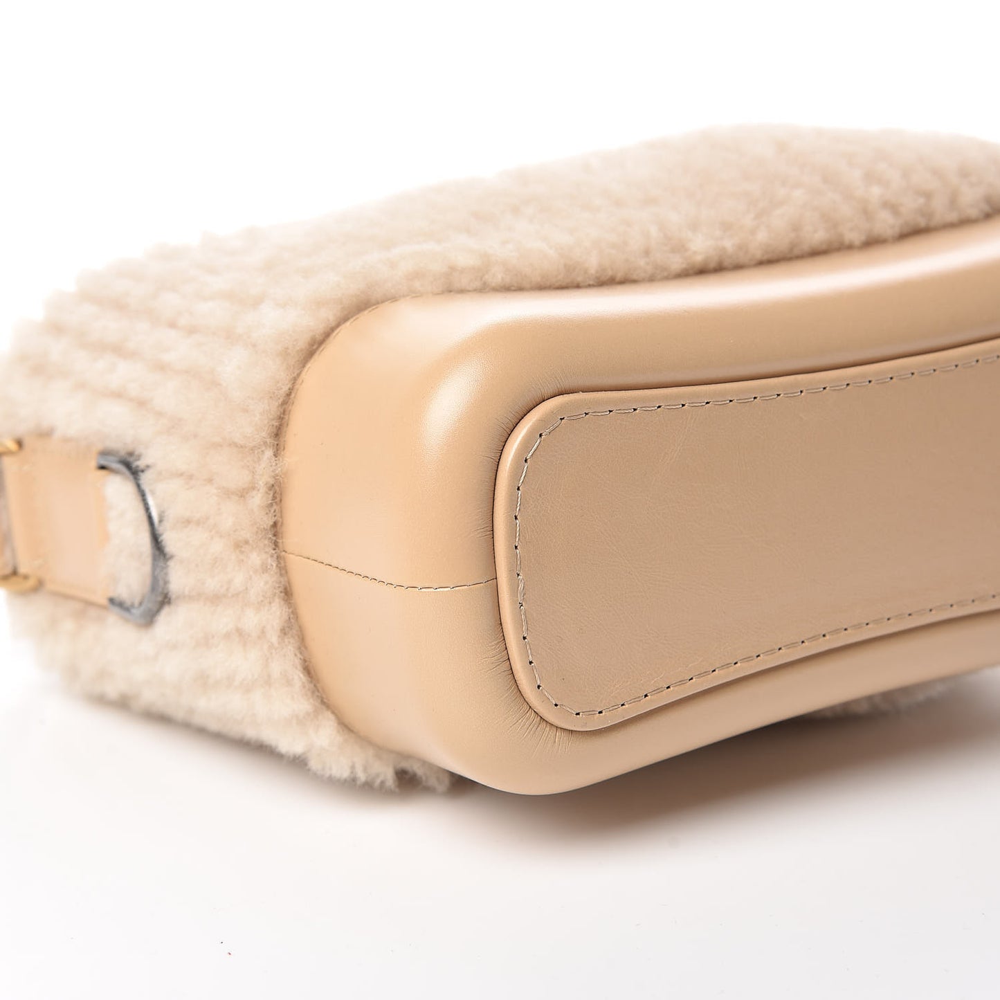 Shearling Small Gabrielle Hobo Dark Beige