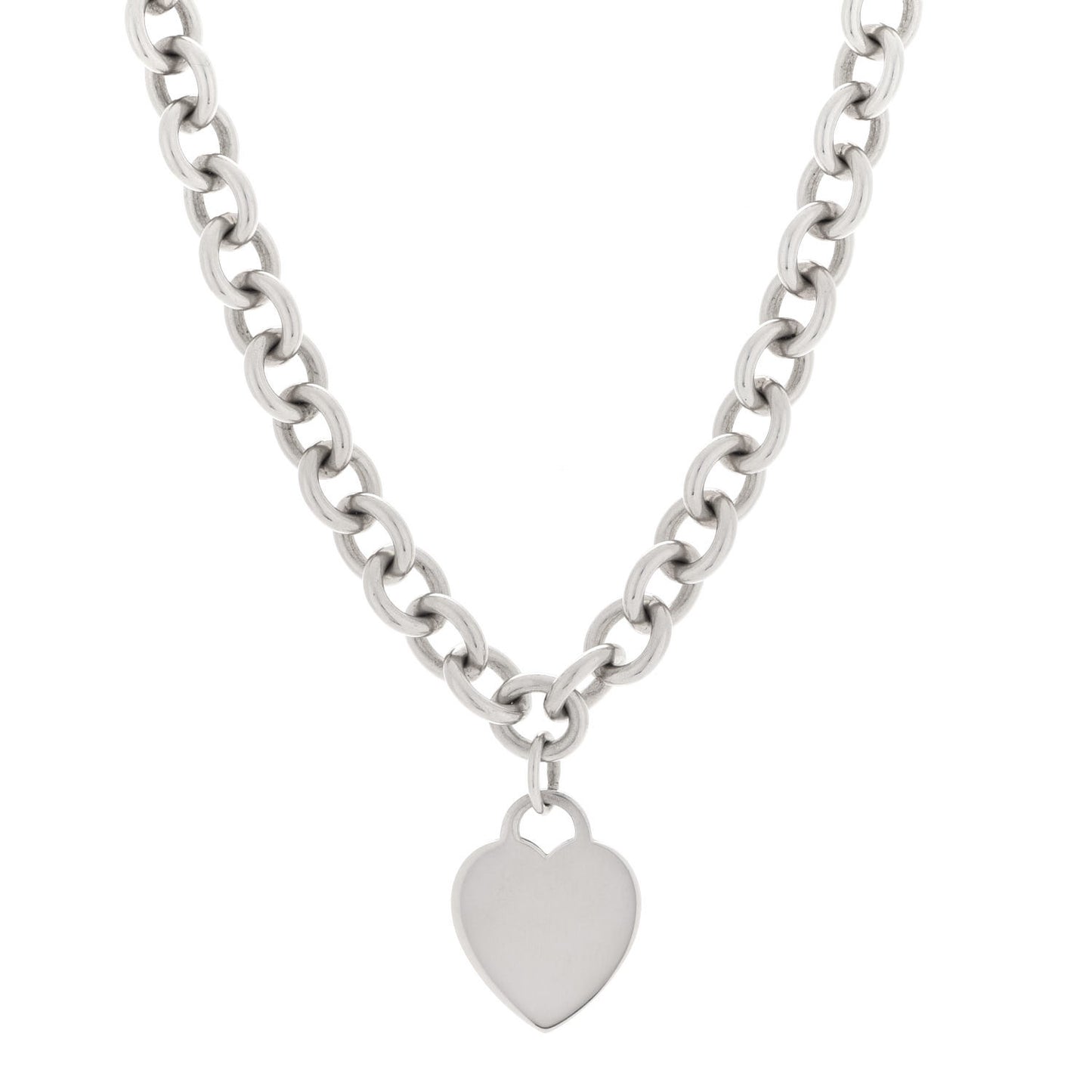 Sterling Silver Heart Tag Necklace