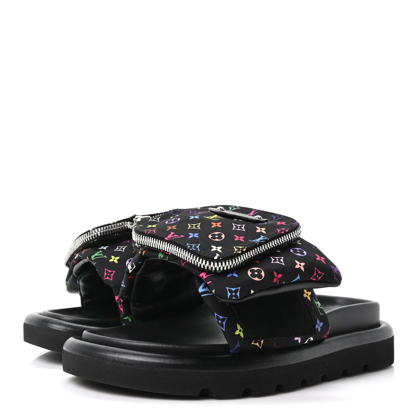 LV X TM Monogram Multicolor Pool Pillow Flat Comfort Mule 35 Black
