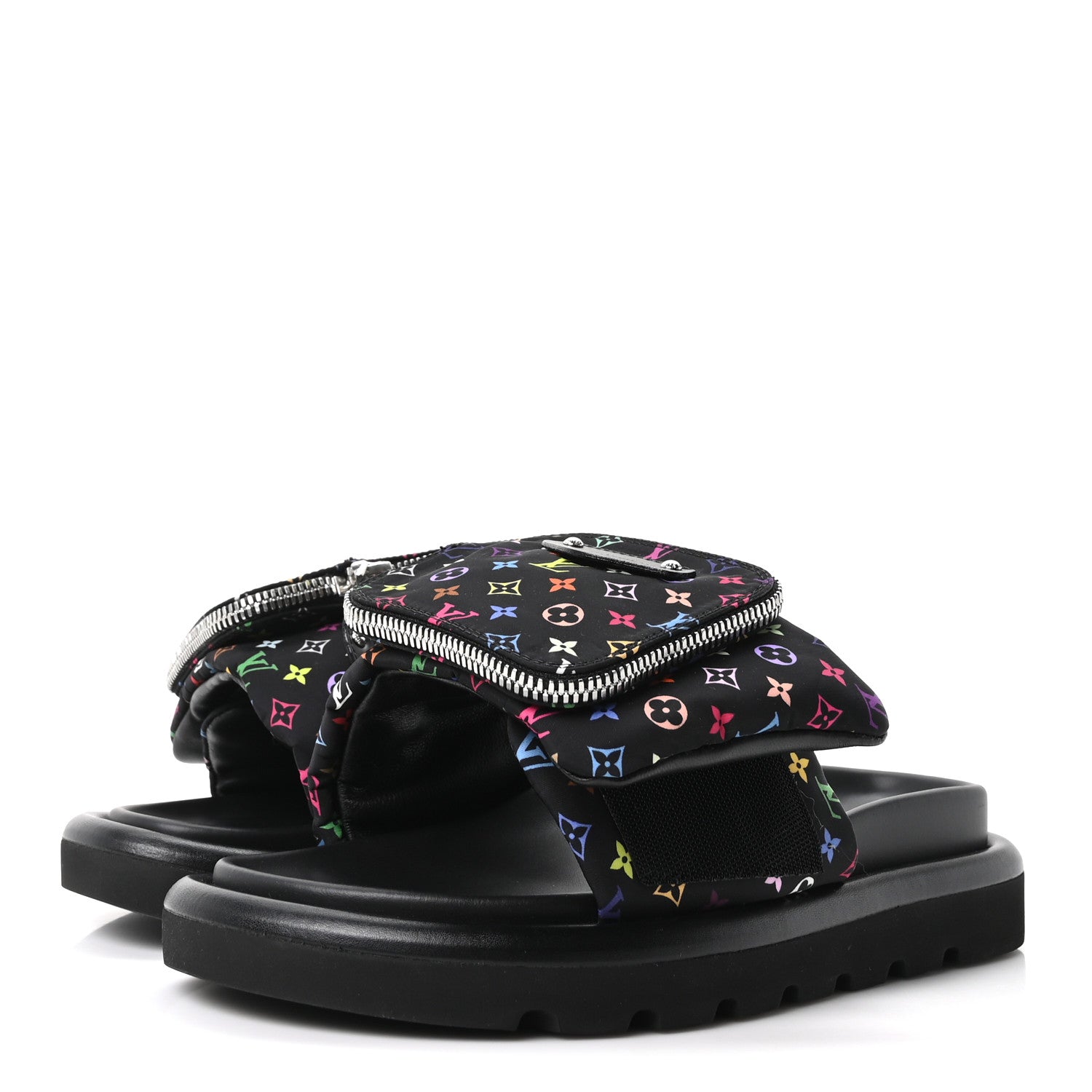Louis Vuitton LV X TM Monogram Multicolor Pool Pillow Flat Comfort Mule 35 Black 4 of 10