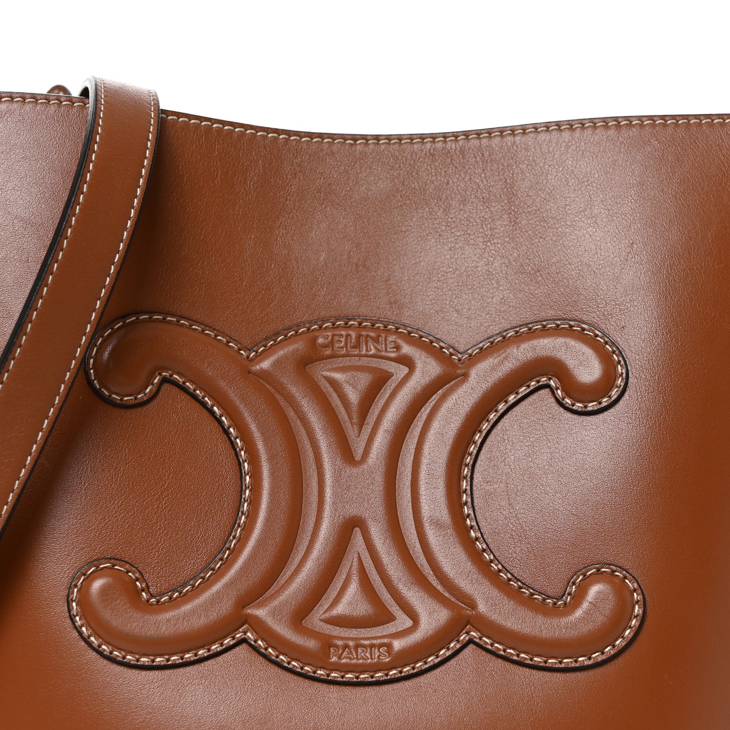 Celine Smooth Calfskin Small Cuir Triomphe Bucket Bag Tan 7 of 9