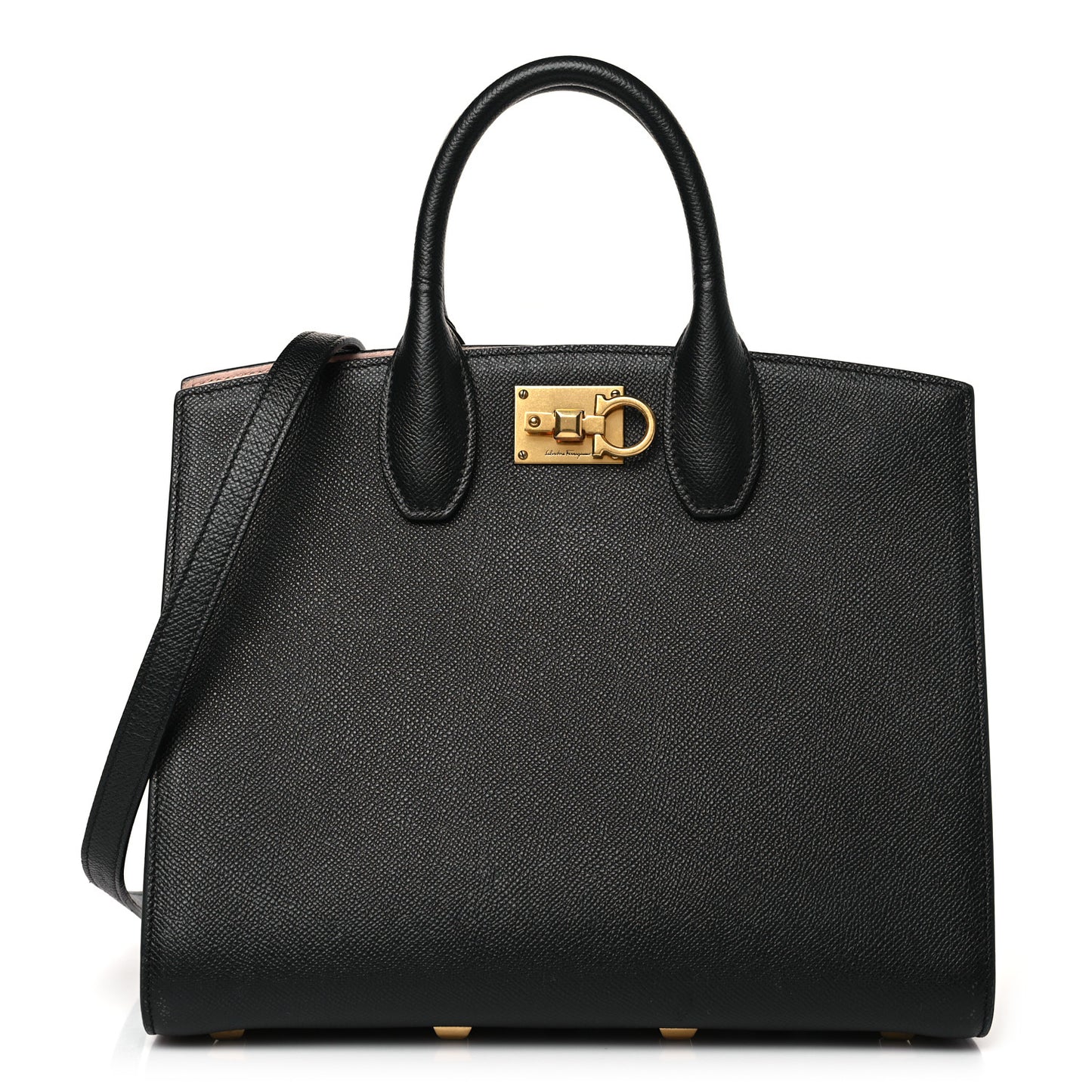 Hammered Calfskin Medium The Studio Box Bag Black
