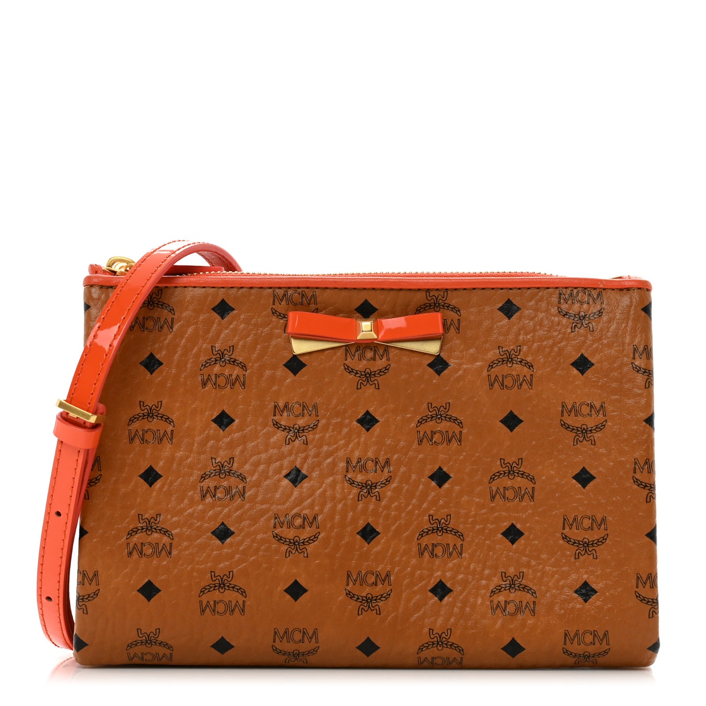 Visetos Patent Mina Crossbody Pouch Cognac Orange