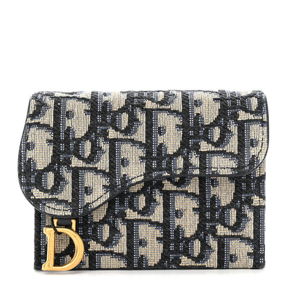 Christian Dior Oblique Saddle Card Holder Blue 1 of 8
