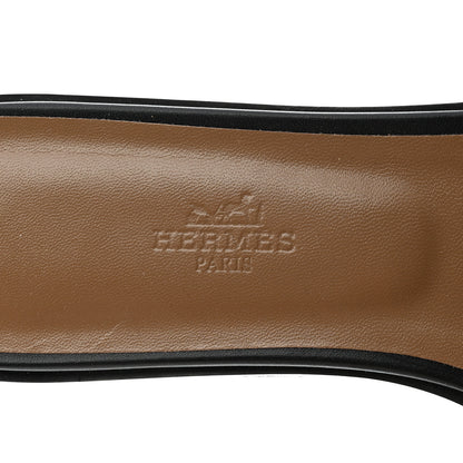 Hermes Box Calfskin Oran Sandals 39.5 Black 7 of 9