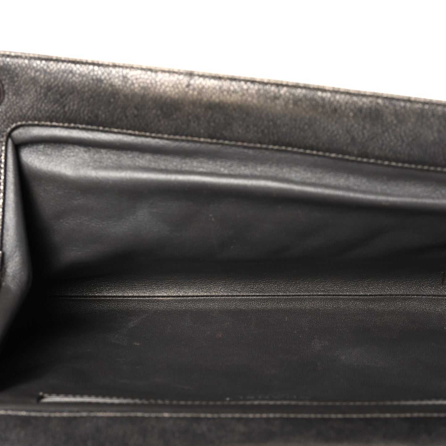 Metallic Caviar Quilted Clutch Dark Silver