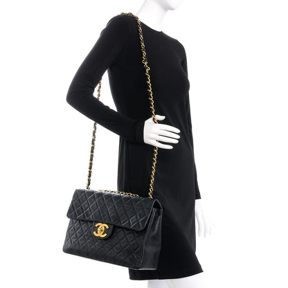 Chanel Lambskin Quilted XL Jumbo Single Flap Black 2 of 11