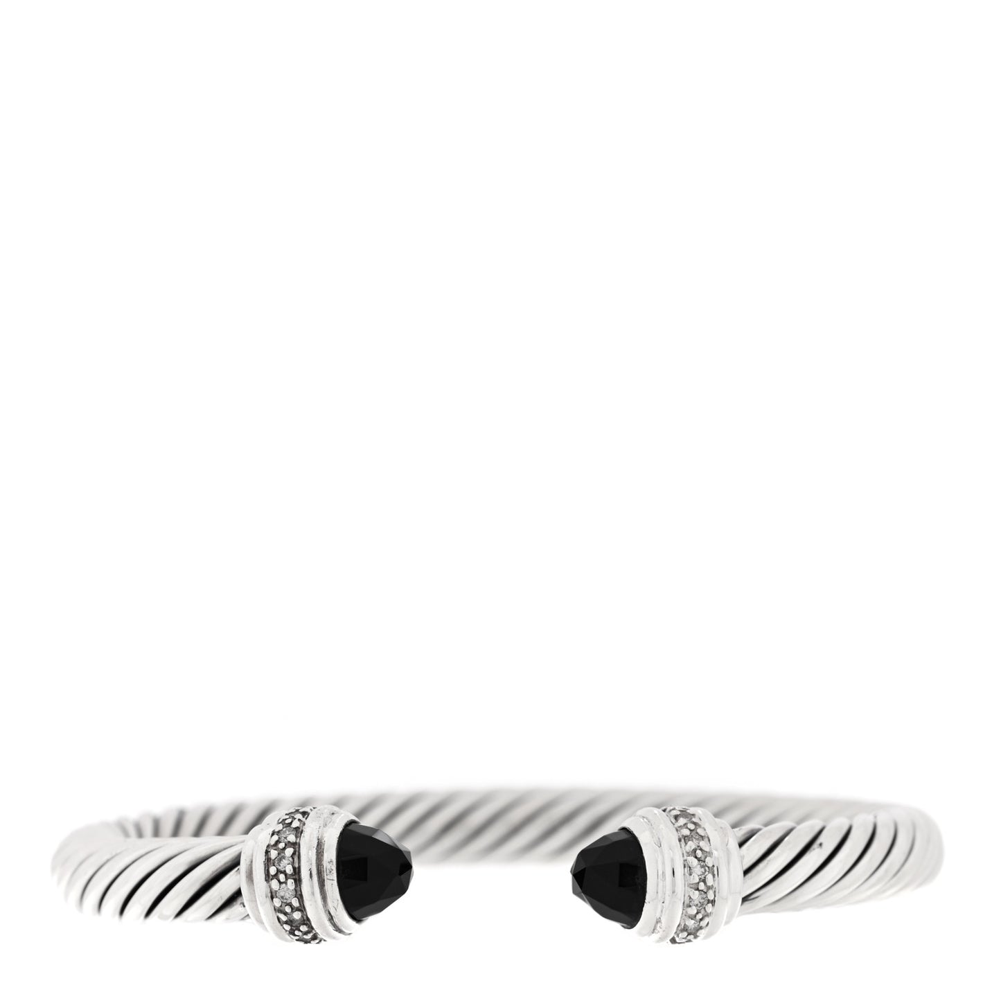 Sterling Silver Diamond Black Onyx 7mm Cable Classics Bracelet