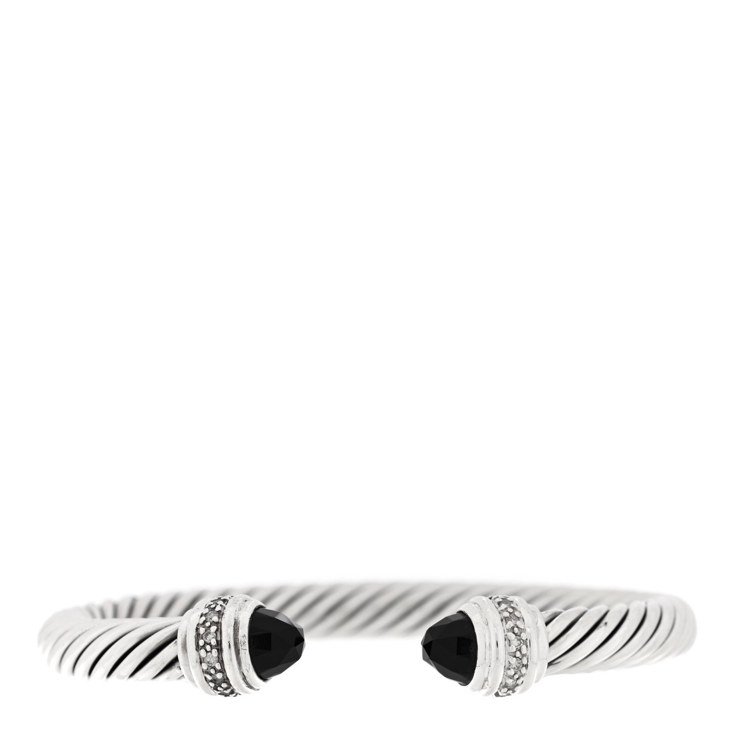 David Yurman Sterling Silver Diamond Black Onyx 7mm Cable Classics Bracelet 1 of 3