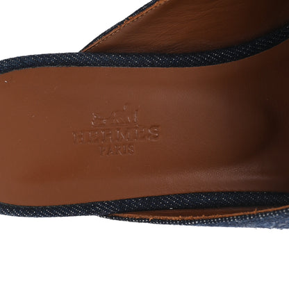 Hermes Calfskin Denim Oz Mules 37 Bleu Brut Gold 8 of 9