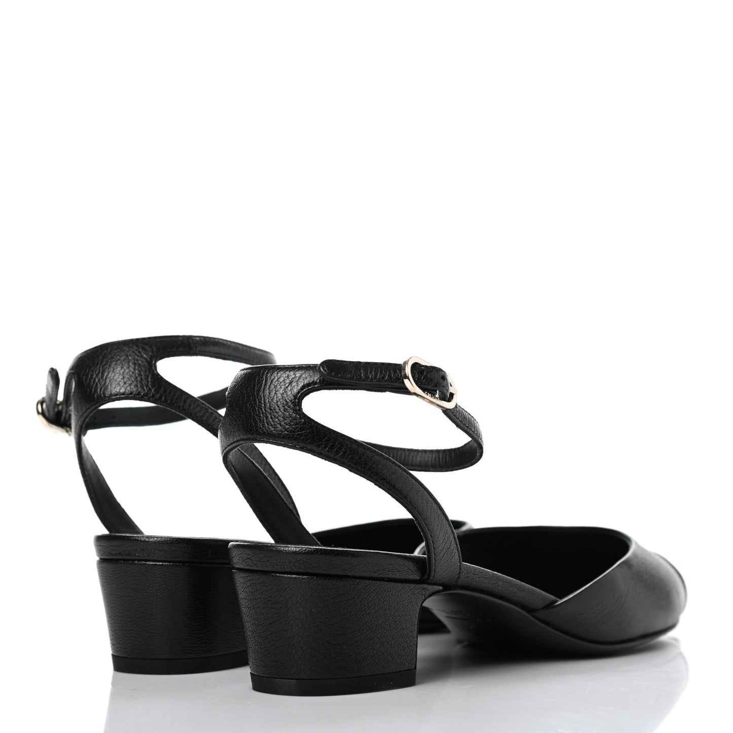 Goatskin Cap Toe CC Slingback Pumps 37.5 Black