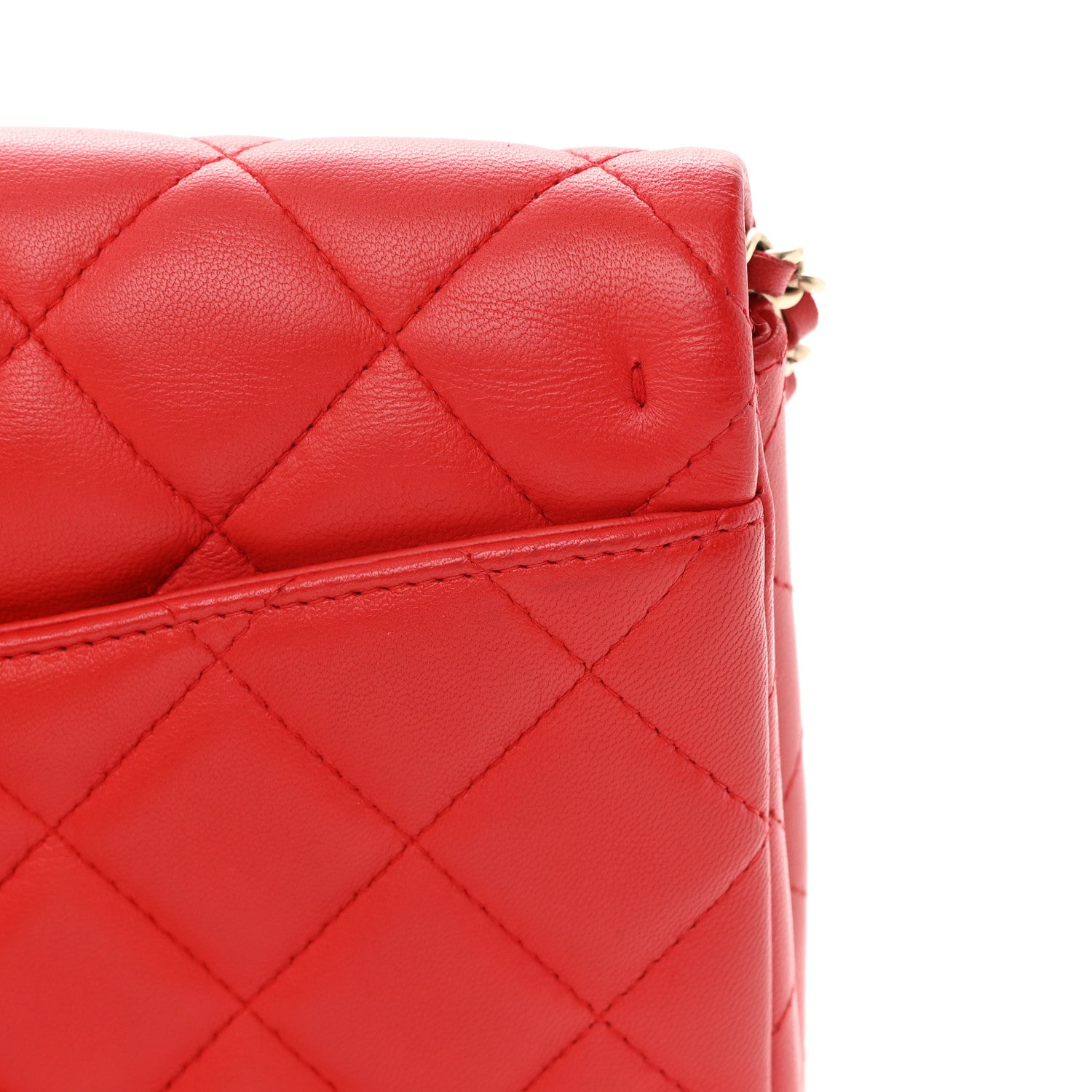 Chanel Lambskin Quilted Clutch with Chain Flap Red 11 of 15
