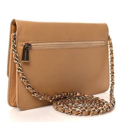 Chanel Caviar Timeless CC Wallet on Chain WOC Beige 3 of 12