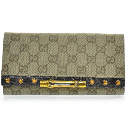 Gucci Monogram Bamboo Studded Continental Wallet 1 of 9
