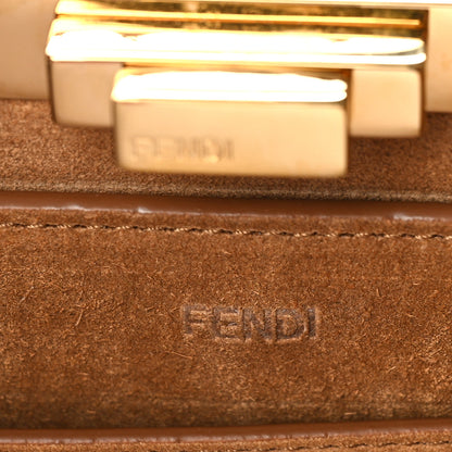 Fendi Flannel Woven Medium Peekaboo I SEE U Satchel Brown 7 of 9