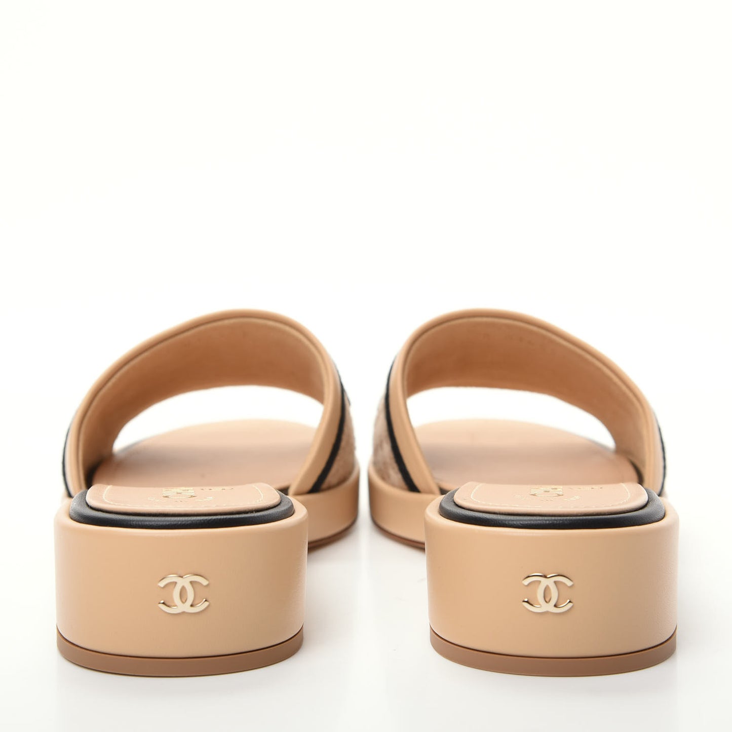 Lambskin Embroidered Logo Mule 41 Beige Black