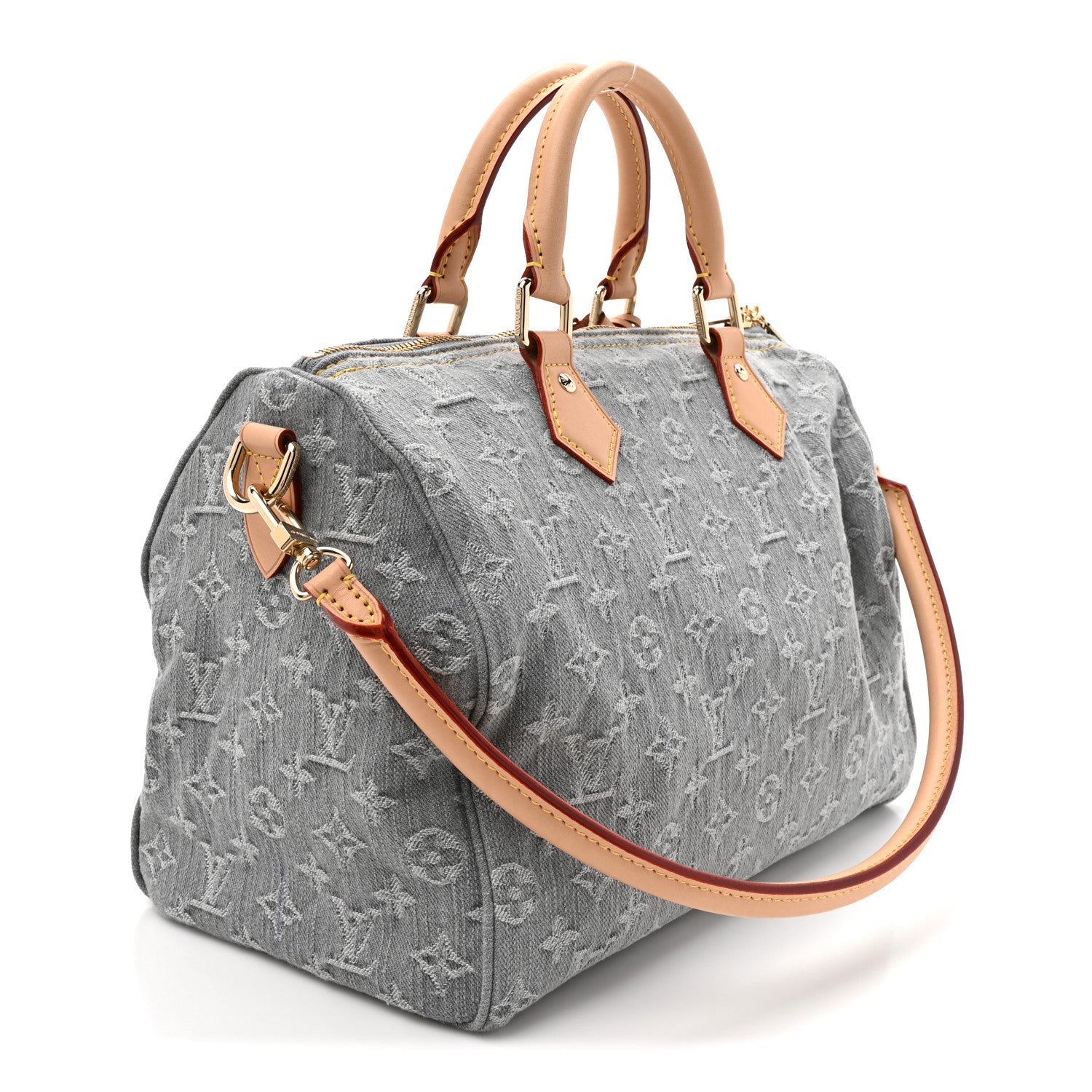 Louis Vuitton Monogram Denim Speedy Soft 30 Washed Gray 3 of 9