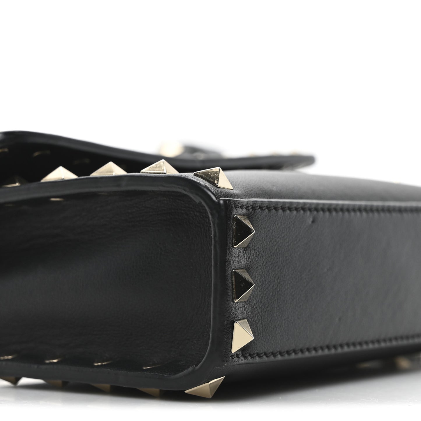 Grained Calfskin Rockstud Crossbody Bag Black