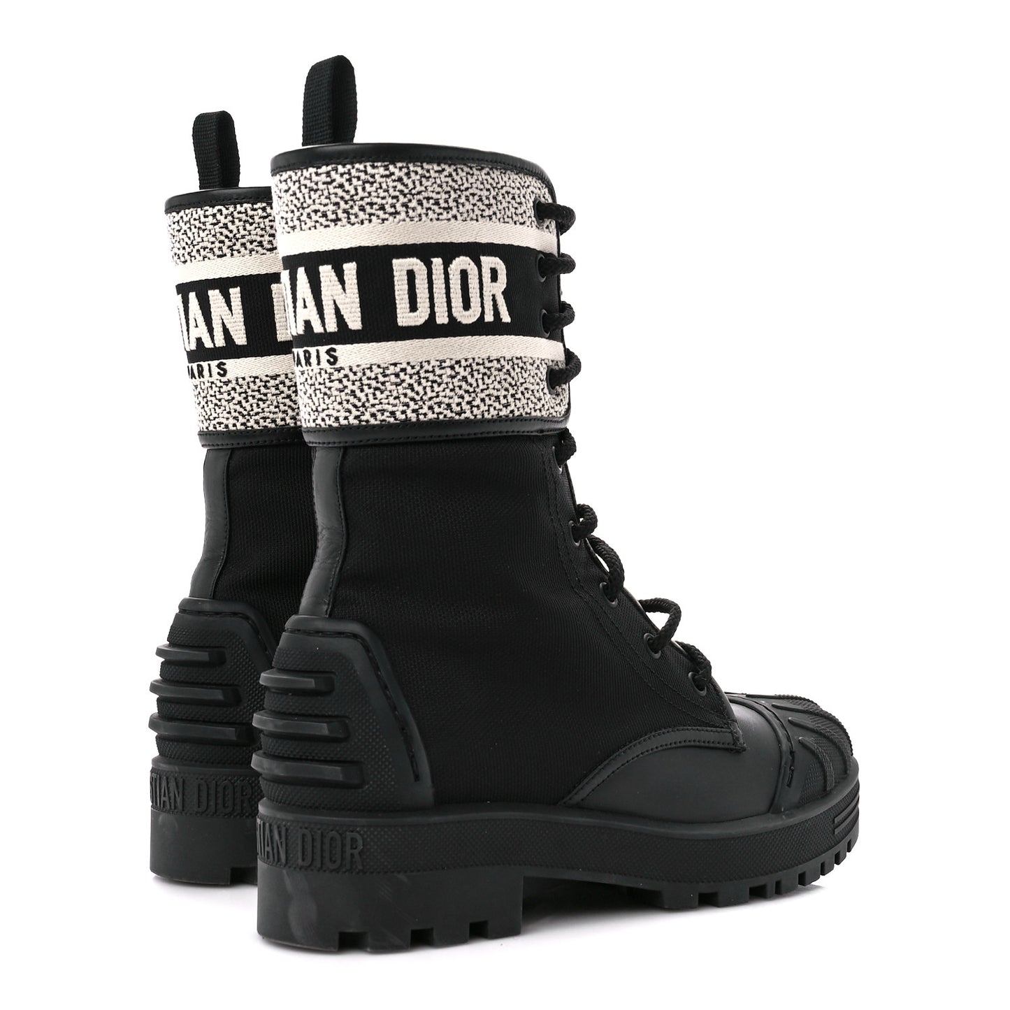 Calfskin Technical Fabric D-Major Ankle Boots 35 Black White