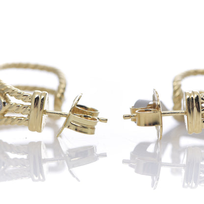 David Yurman 18K Yellow Gold Diamond Confetti 3 Row Earrings 2 of 3