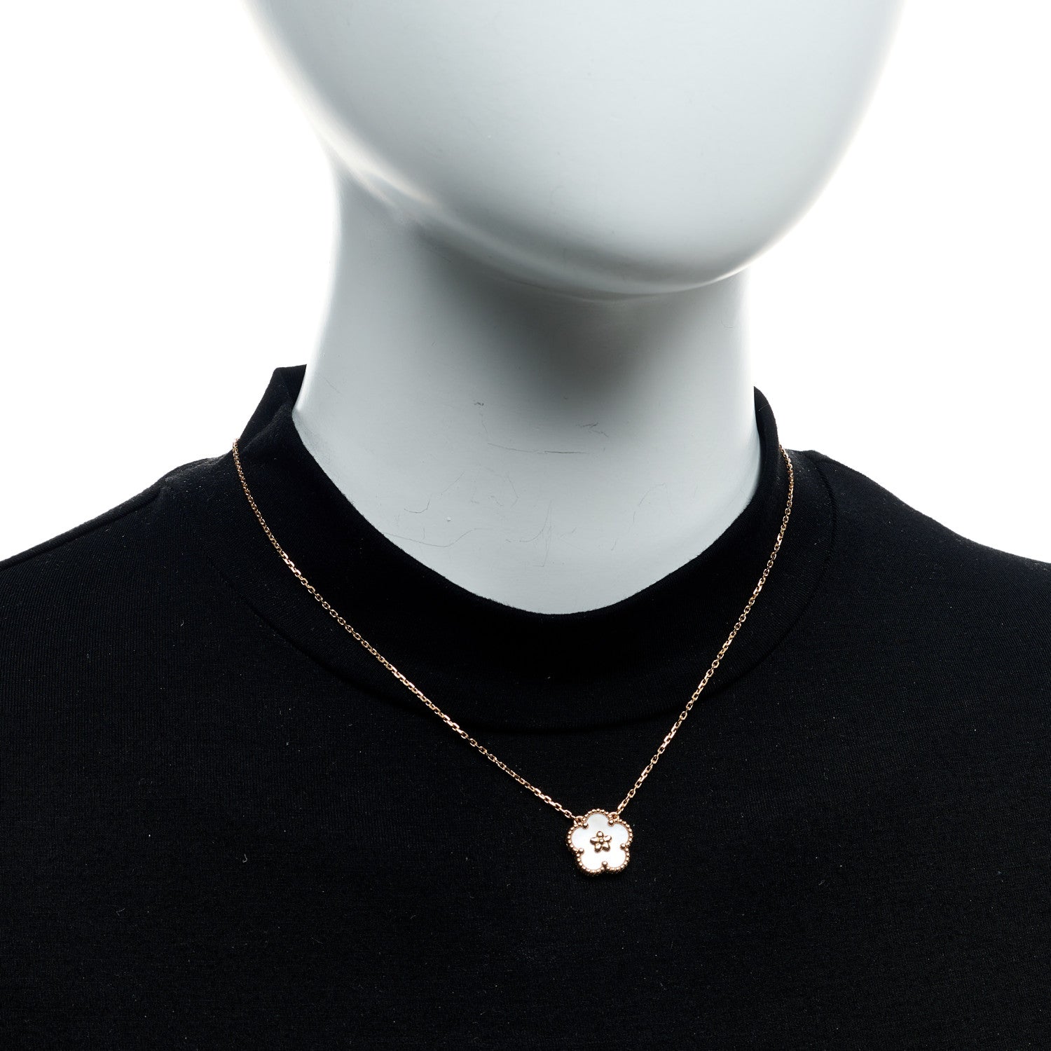 Van Cleef & Arpels 18K Rose Gold Mother Of Pearl Lucky Spring Plum Blossom Necklace 2 of 6