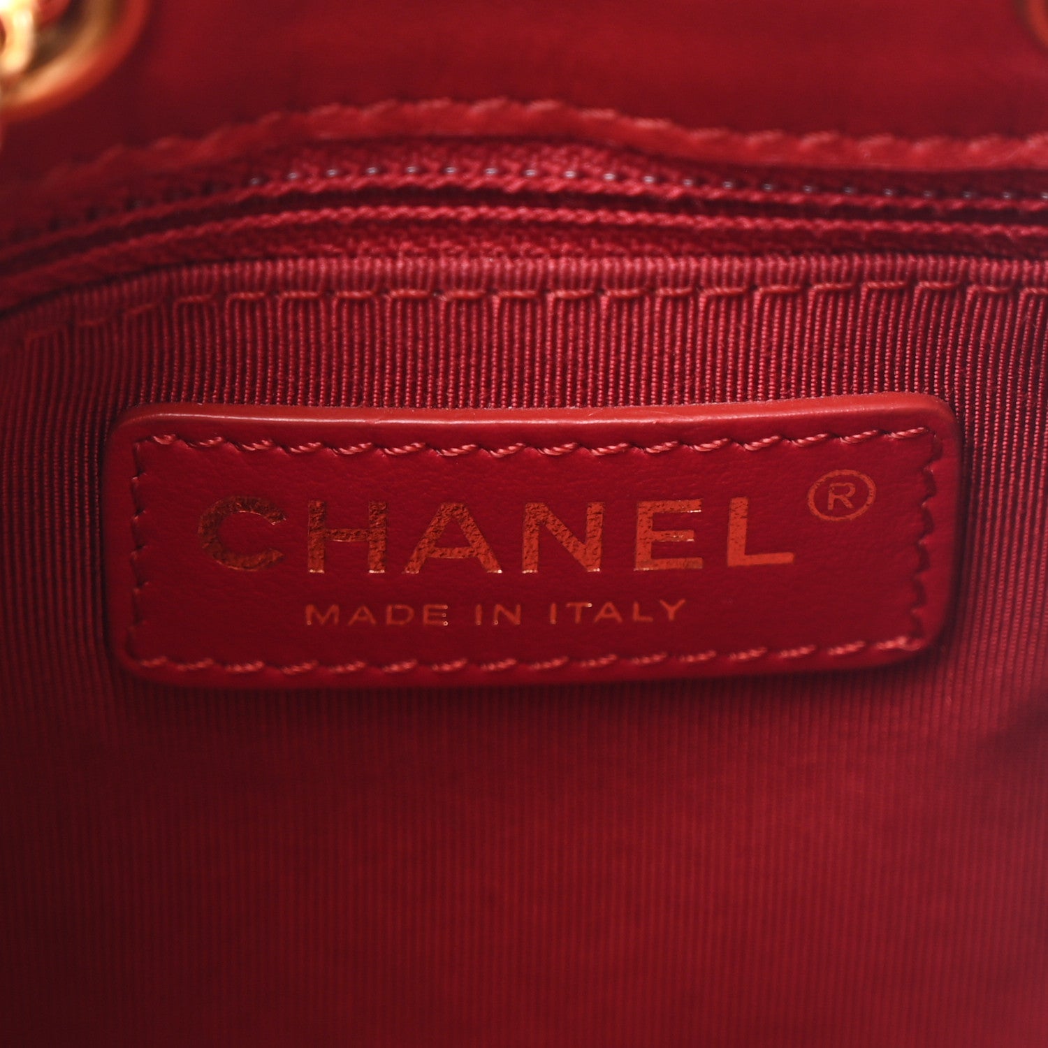 Chanel Calfskin Stitched Small Egyptian Amulet Drawstring Bag Red 6 of 10